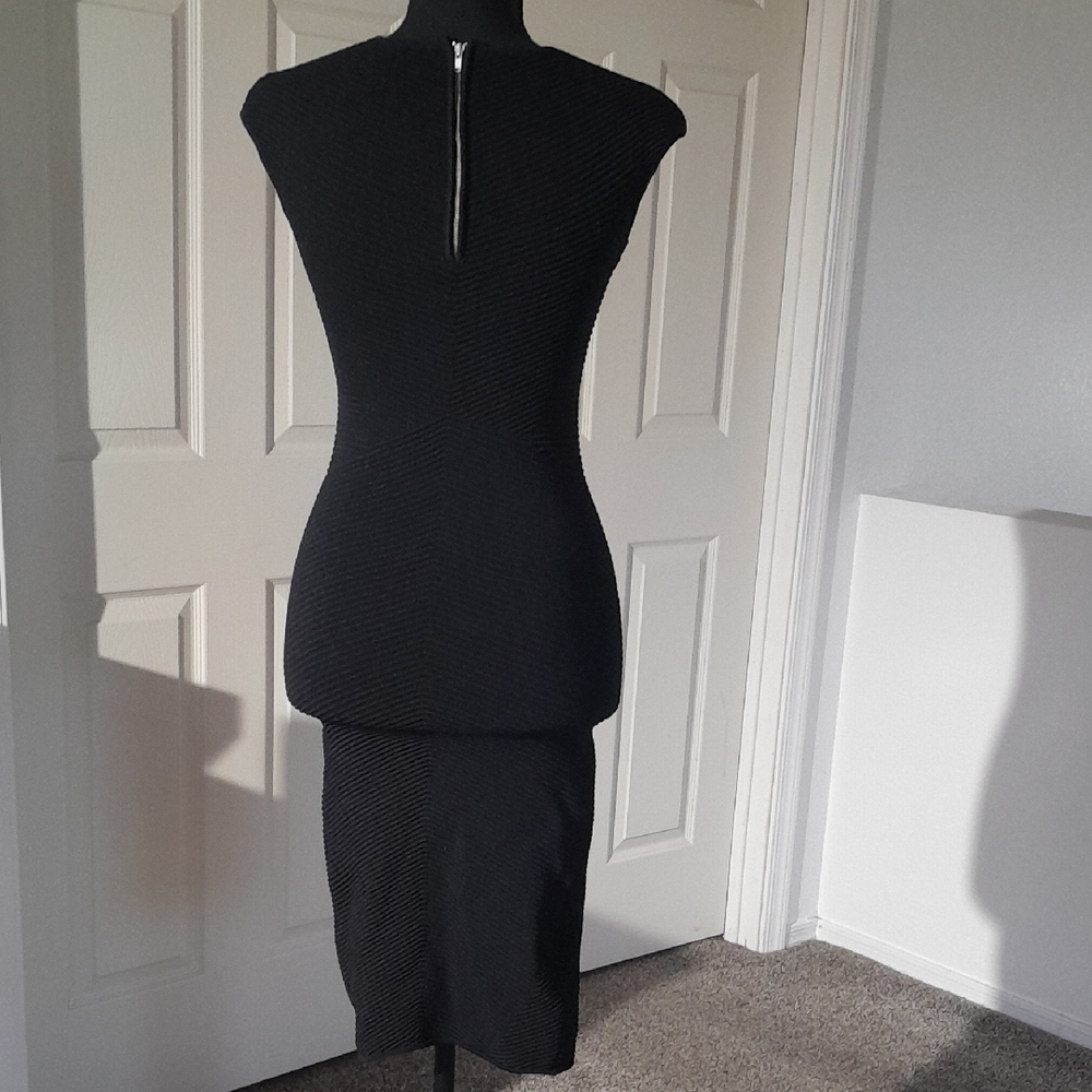 Torn by Ronny Kobo Black Textured Bodycon Dress